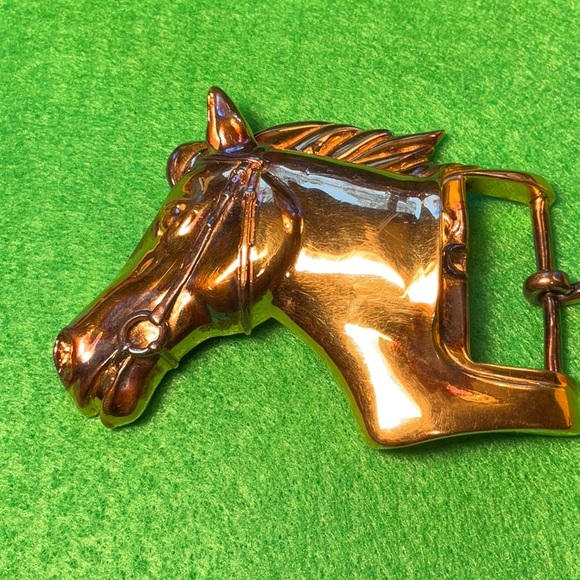 Kieselstein gold tone stallion horse head with black alligator cord - Picture 3 of 9